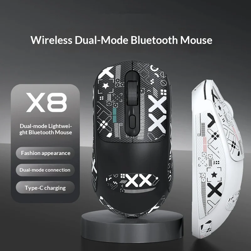 Mouse Gamer Sem Fio T-Wolf X8 de Modo Duplo Ergonômico com Base Antiderrapante, Bateria Recarregável de 500mAh, 1200-3200 DPI para Gamers de E-Sports