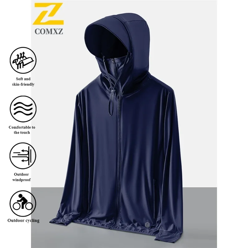 سترة بقلنسوة صيفية للحماية من الأشعة فوق البنفسجية للزوجين بعامل حماية من الأشعة فوق البنفسجية 50 + معطف جلد مع غطاء رأس أنيق قابل للفصل للرياضات الخارجية ملابس واقية من الشمس #2