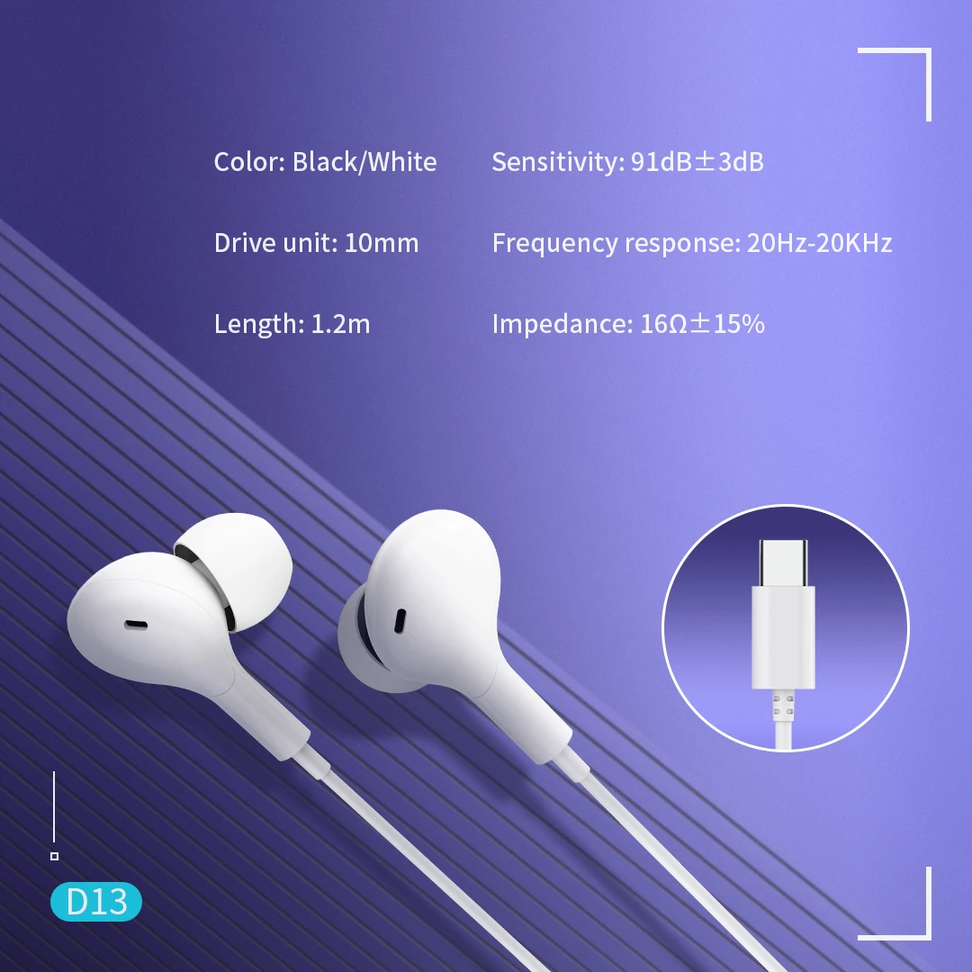 2024 Wired Headphones Digital Decoding Type C Jack 3.5mm DAC Microphone HiFi Stereo earbuds for Samsung S23 A54 Huawei Xiaomi