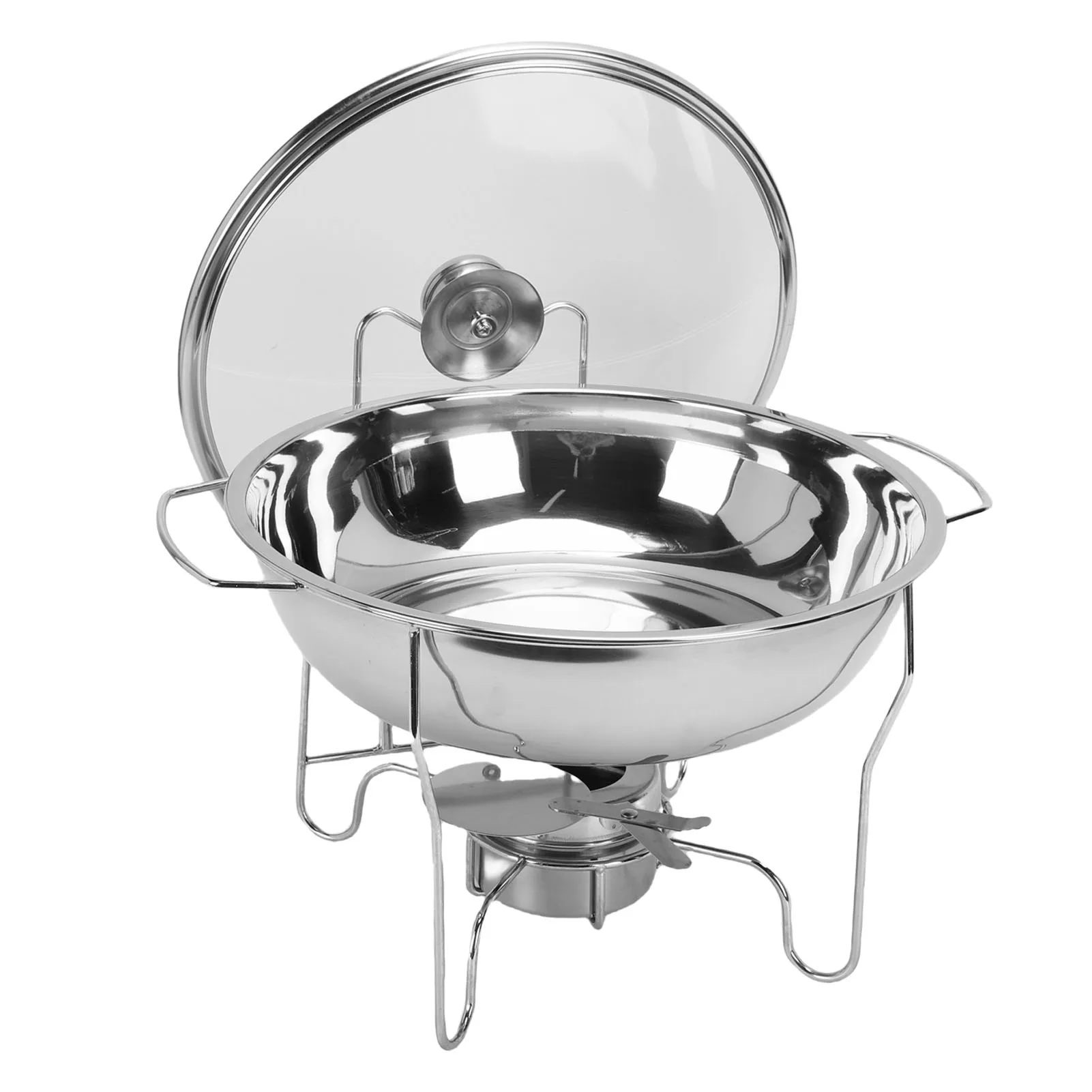 

Food Warmer for Buffet Round Chafing Dishes for Buffet Set Stainless Steel Buffet Food Warmer Set with Glass Lid Fuel Container