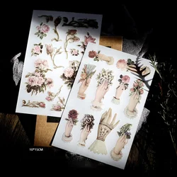 15Style New Vintage Plant RUB ON Sticker Scrapbooking Junk Journal Crafts Transfer Stickers DIY Photo Albums Decorative