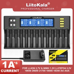 LiitoKala Lii-S12 Lii-D4XL Lii-S8 LCD 21700 18650 3.7V li-ion 3.2V LiFePO4 1.2V NiMH/Cd 26650 32700 D AA AAA 9V caricabatteria