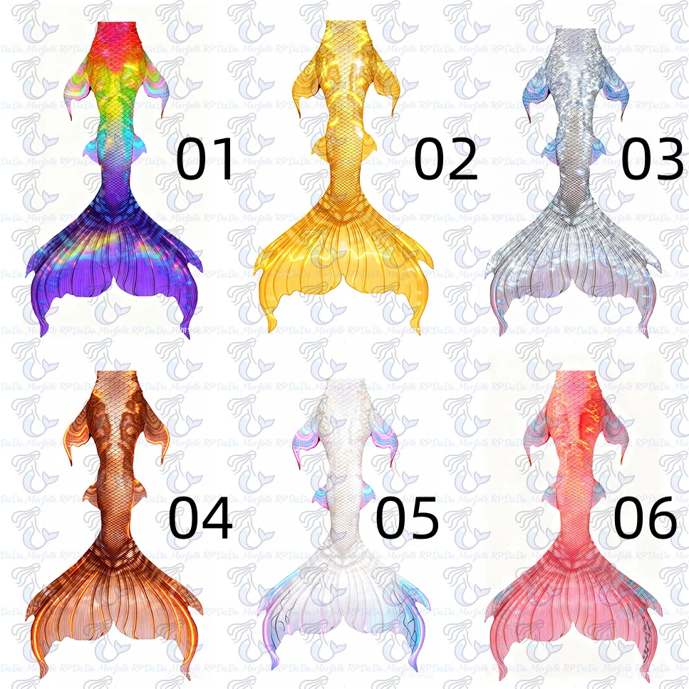 نمط جديد حورية البحر ذيل حورية البحر زعانف حوض السمك حورية البحر أداء الغوص ملابس السباحة الكبار الأطفال حورية البحر ذيل مصممة