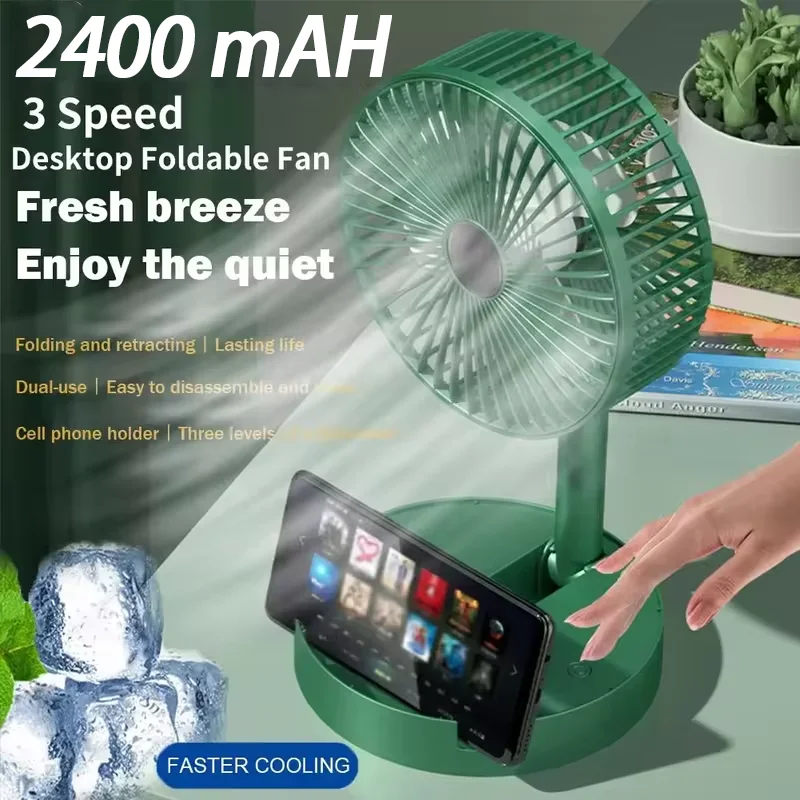 New Summer Desktop Wall Mounted Mini Small Foldable Fan Rechargeable Folding Electric Fan USB Small Fan