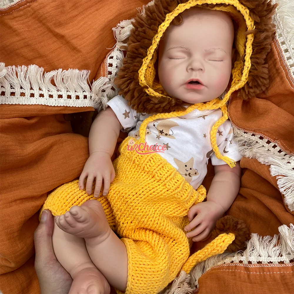 20Inch Washable Lifelike Silicone Reborn Doll Preemie Weighted 8Lbs Emotional Support Cute Open Mouth Reborn Doll Art Collection