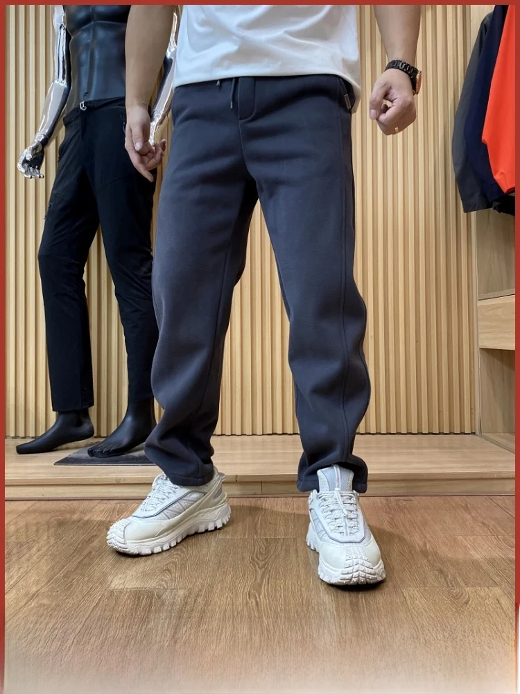 

Retro American Sle Fce Lined Elastic Waist Outdoor Men's Winter Casual Straight Leg Pants Soft Cozy Cotton Blend Trousers