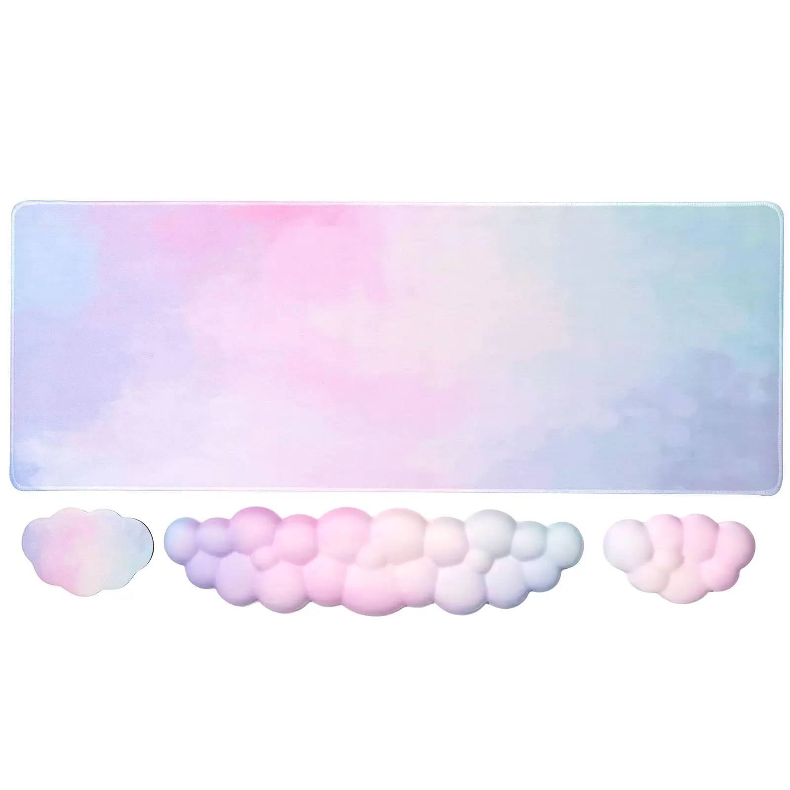 Cloud Keyboard Wrist Rest Mouse Pad Wrist 4 in 1 Large Mouse Pad Memory Foam Anti-Slip Base for Home Office Laptop