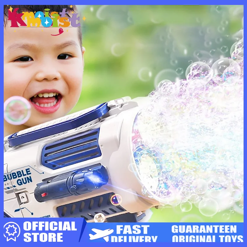 Pistola per bolle di sapone Macchina per bolle di sapone Lanciatore di spazio elettrico con foro a N Il regalo per bambini continua a produrre bolle con luce