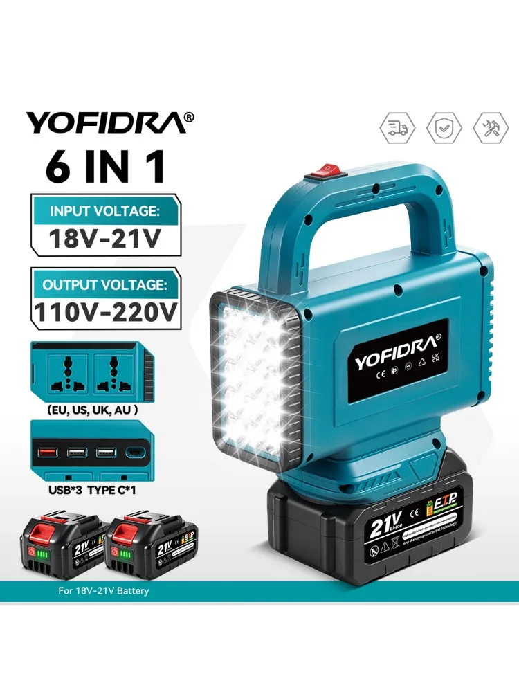 YOFIDRA Elektryczny Inwerter do Narzędzi DC 18V na 220V Adapter Zasilania Inwerter do Urządzeń Domowych do Akumulatorów Makita — 2