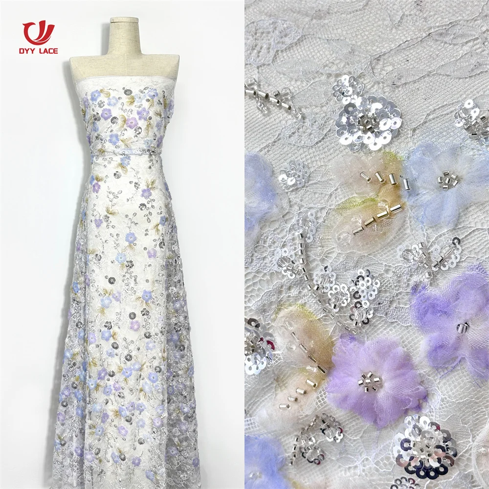 

5 ярдов новейшая африканская цветочная кружевная ткань с вышивкой, французская сетчатая кружевная ткань с блестками, нигерийское тюлевое кружево для жениха для вечеринки