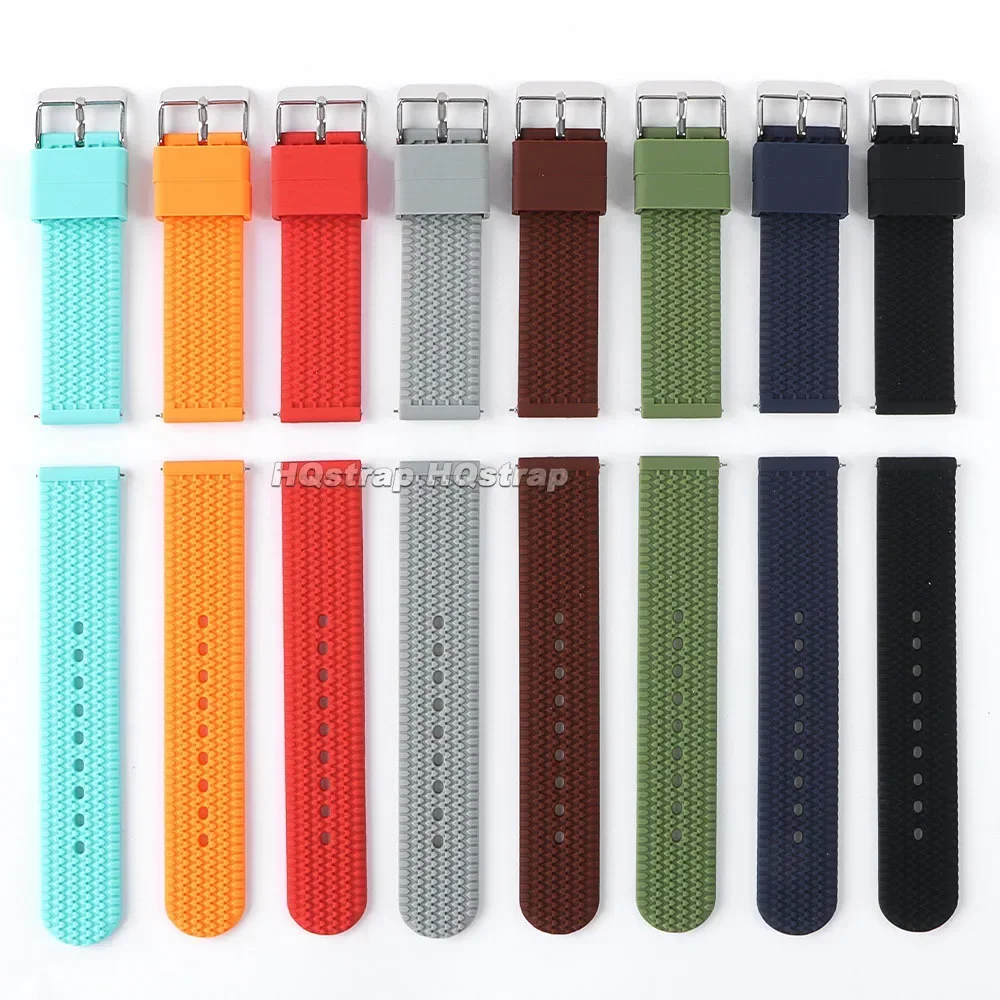 Silicone Watch Strap 18mm 20mm 22mm 24mm Sport Rubber Wristband Quick Release Watchband Waterproof Bracelet Watches Accessories