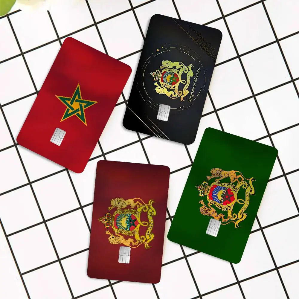 M-Morocco Map Flag Laser Shiny Bank Card Stickers Waterproof Removable DIY Personal Decoration