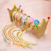 Frozen Wig Headband Crown Long Braid Kids Headband Braid Wig Elsa Princess Anna Girl Dress Up Headband New Year Dress Up Hairpin