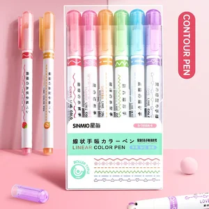 6 PCs/Set Blumenformen Konturstifte Marker Kurve Roller Tipp Stift Kawaii Graffiti School 8 Hauptverkäufe Bush Stift - №1