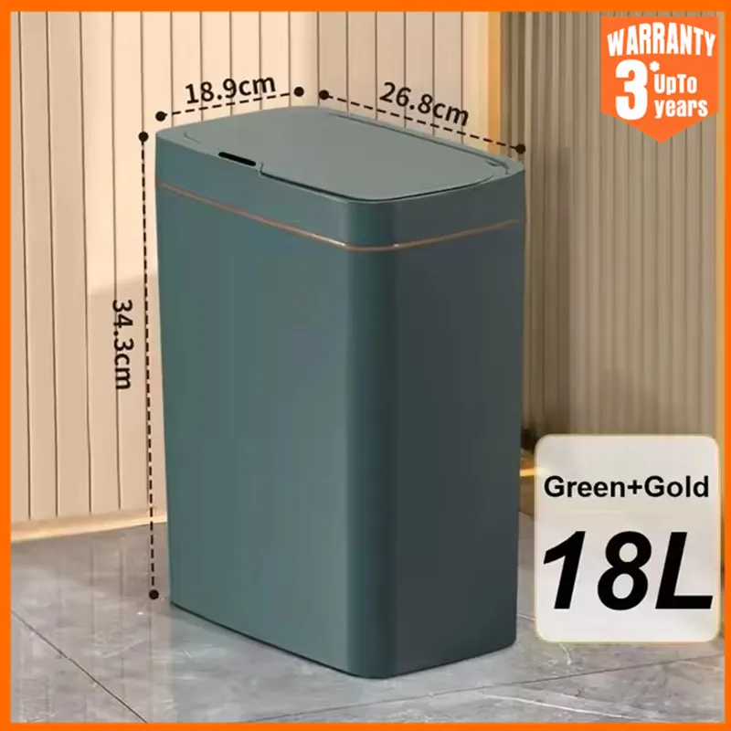 

Умный сенсорный мусорный бак 18л, автоматический бытовой электронный мусорный бак, кухонный мусорный бак для туалета, водонепроницаемый мусорный бак с узким датчиком шва