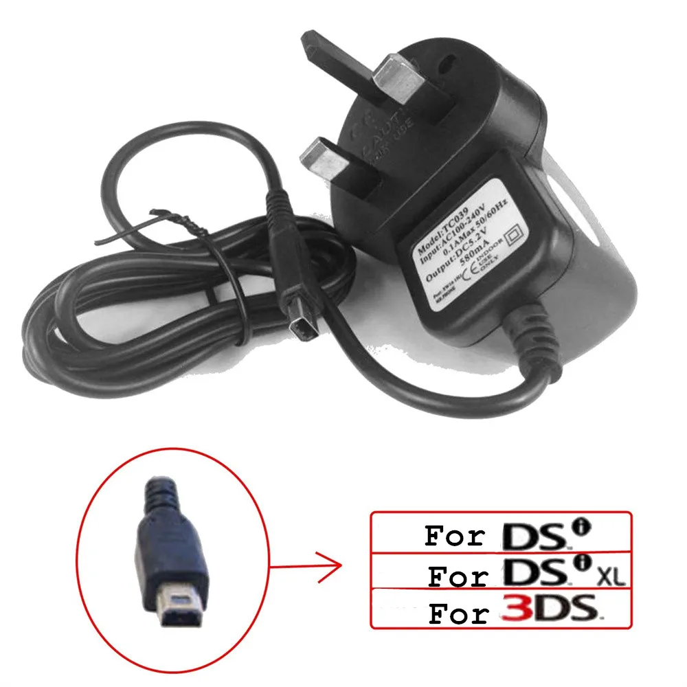 

10pcs UK Plug Power Supply Charger For NEW 3DS XL For DSi DSi XL 2DS 3DS XL AC100-240V Home Travel AC Adapter