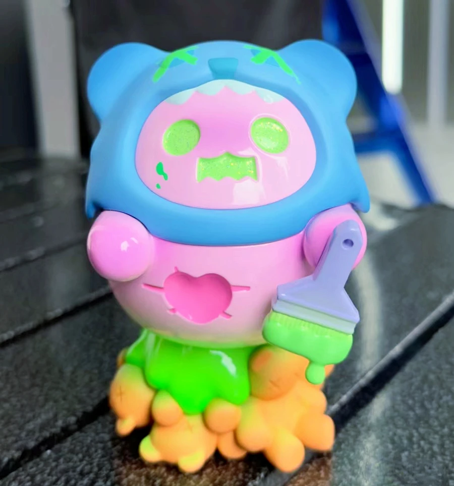 Original ShinWoo Ghost Bear Missing Tedy Figure Melting Bear Pink Mint Green Blue Color Shinwoo Painter Designer Toy Doll