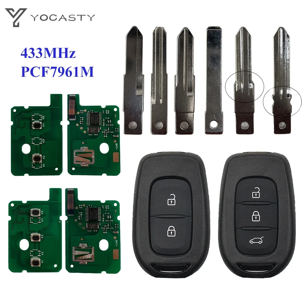 YOCASTY 2/3 Buttons Remote Key Fob 433MHz PCF7961M For Renault Sandero Dacia Logan Lodgy Dokker Duster Trafic Replace Control