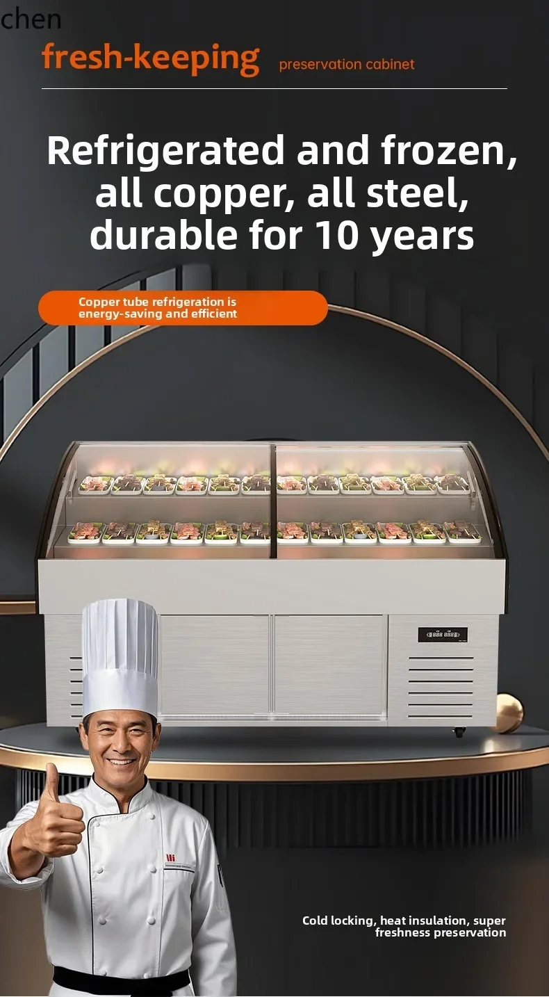 H20-Cooked Food Braised Vegetable BBQ Commercial Refrigerated Cabinet Display Cabinet Order Fresh Frozen Three-Step Ice Platform