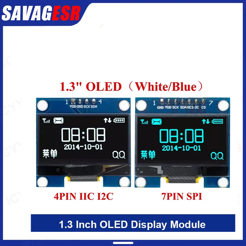 1.3 inch OLED module SPI/IIC I2C Communicate white/blue color 128X64 1.3 inch OLED LCD LED Display Module 1.3