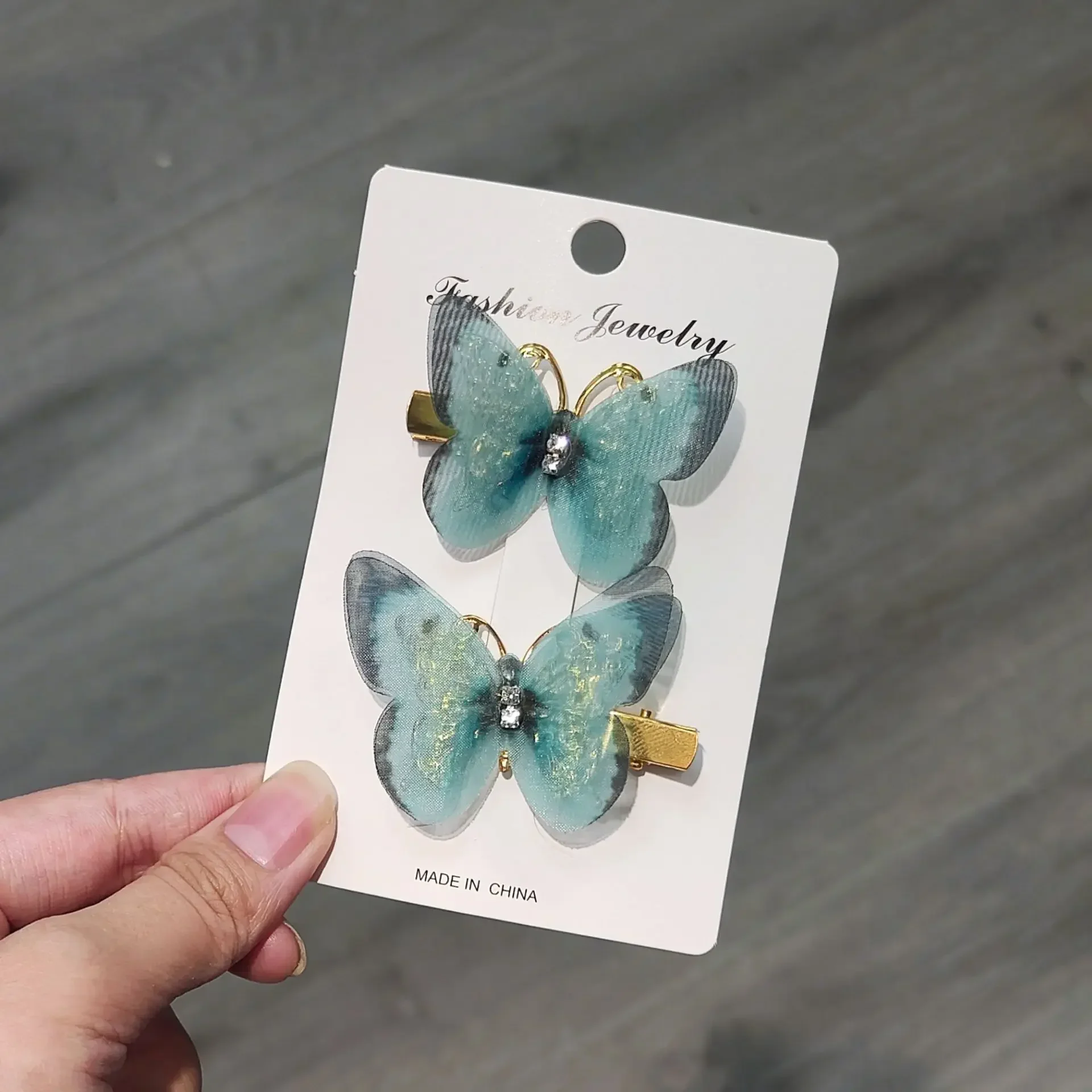 Cute Gradient Alloy Hair Clips for Girls - Butterfly Hairpins in Net Yarn, Perfect for Hanfu Costume