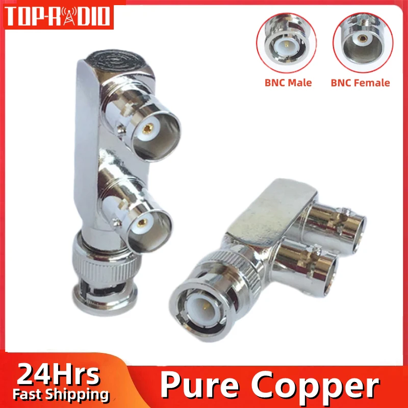 BNC Splitter Adapter BNC Male to Dual BNC Female F Type 3 Way Audio RF Coaxial Connector