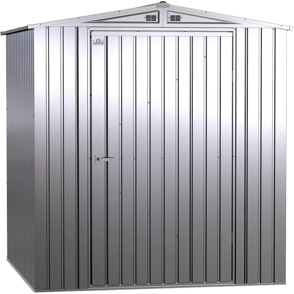 

6' x 6' Silver Elite Outdoor Steel Shed with High Gable and Lockable Door