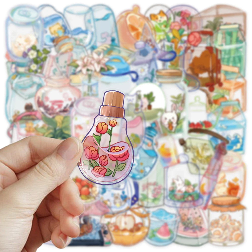 10/30/50pcs Carino Trasparente Tazza di Acqua di Vetro Bevanda Adesivi Decalcomanie Del Telefono Del Computer Portatile Scrapbook Frigo Decorazione Adesivo giocattoli per bambini