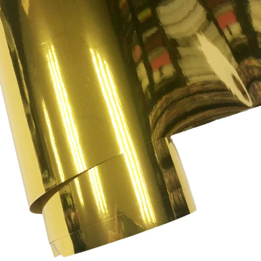 Premium Glossy Stretchable Chrome Mirror Gold Vinyl Wrap Self Adhesive Car Sticker Wrapping
