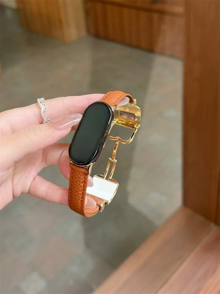 

Suitable for genuine leather lychee patterned watch strap Xiaomi Band 8Pro/9Pro，For Mi band 3/4/5/6/7，8/8NFC/9/9NFC/10/10NFC，For