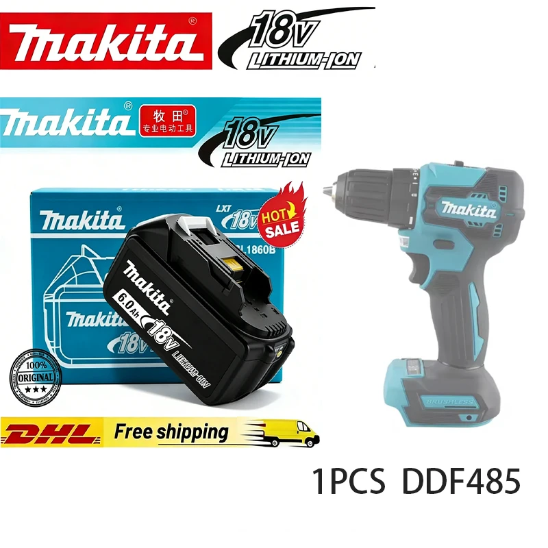 

Battery Makita DDF485 18V Cordless Drill 40N.m 0-2200RPM 3 Modes Impact/Drilling/Screwdriving for Concrete Wood Metal Power To