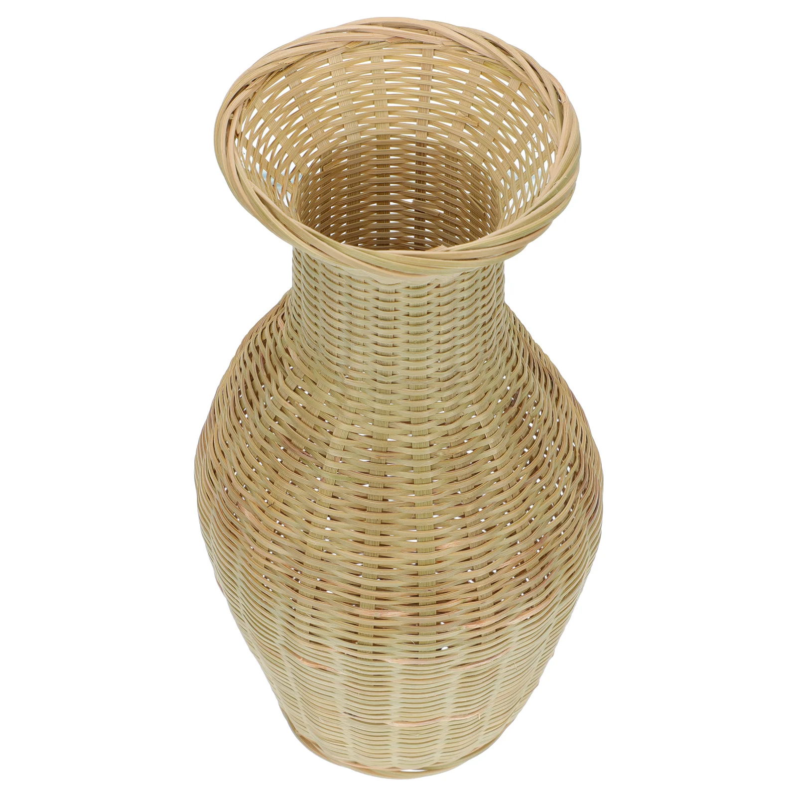 Straw Planter Basket Bamboo Vase Decor Creative Flowerpot Container Woven Bottle