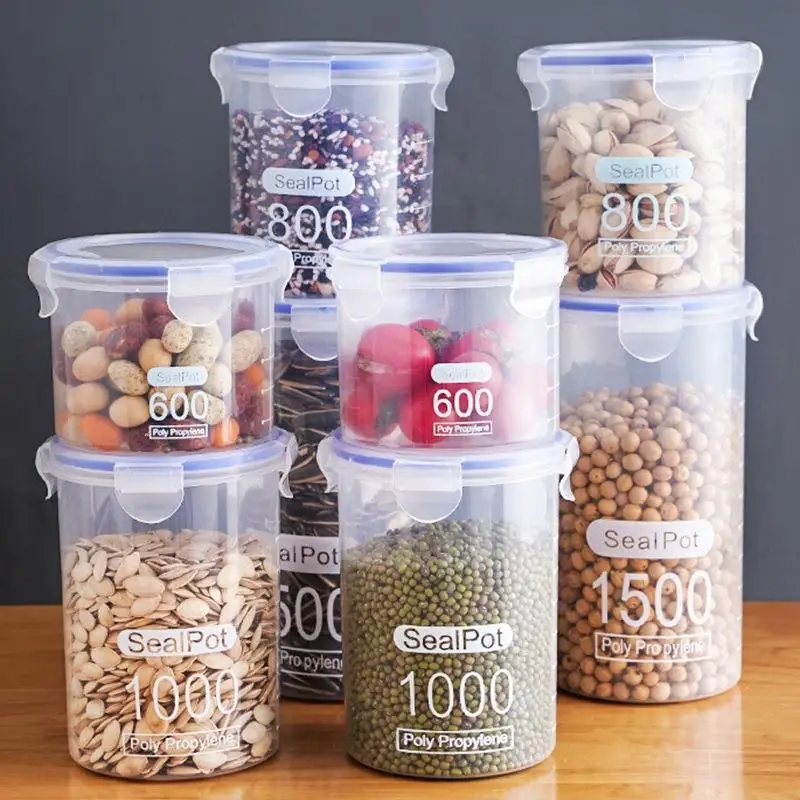 

1-5 Pcs Airtight Food Storage Containers, Large Clear Plastic Canisters for Kitchen Pantry Grains Flour Dry Food, Moisture-Proof