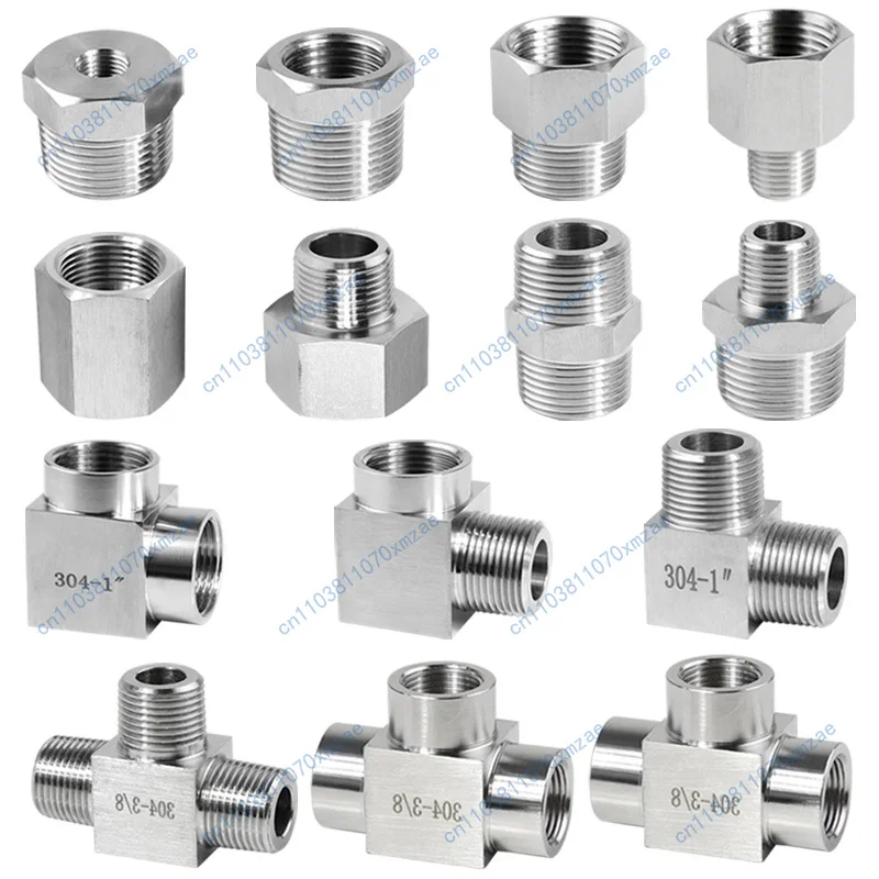 Raccord de tuyau d'huile hydraulique en T, filetage intérieur et extérieur haute pression en acier inoxydable 304, 1/8 "3/8" 1/4 "3/4" 3/4 ", 10 pièces