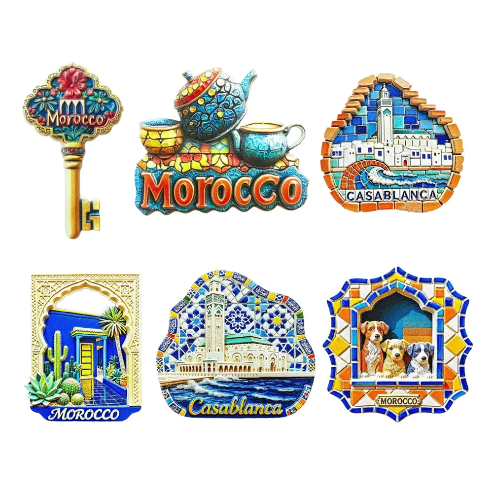 Europe Morocco 3D Fridge Magnets Tourist Souvenir Decoration Articles Magnetic Refrigerator Collection