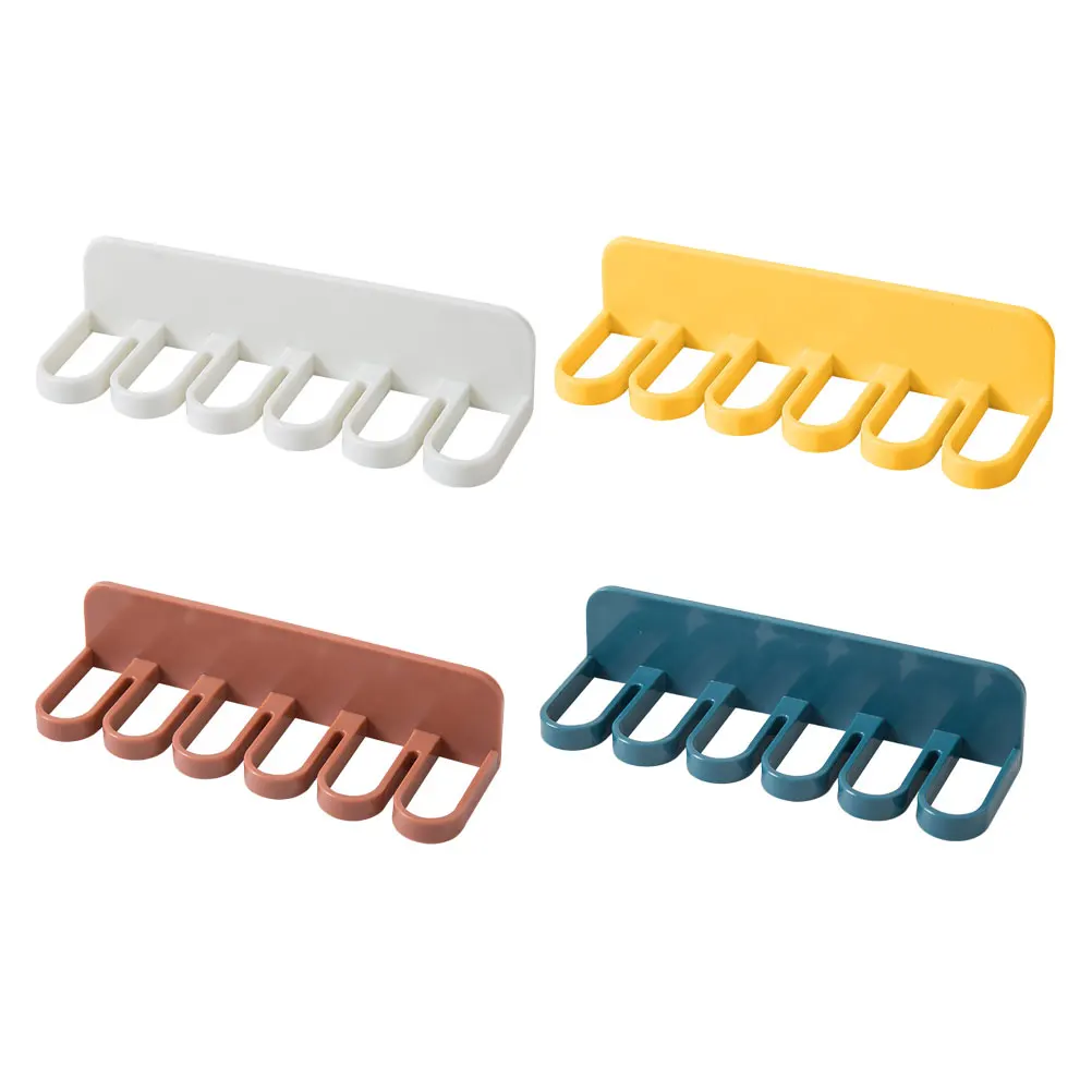 

4 Pcs Adhesive Hooks Wall Hangers Punch Free Decorative Rack Towel Holder Bathroom Kitchen Storage ABS Waterproof Smooth