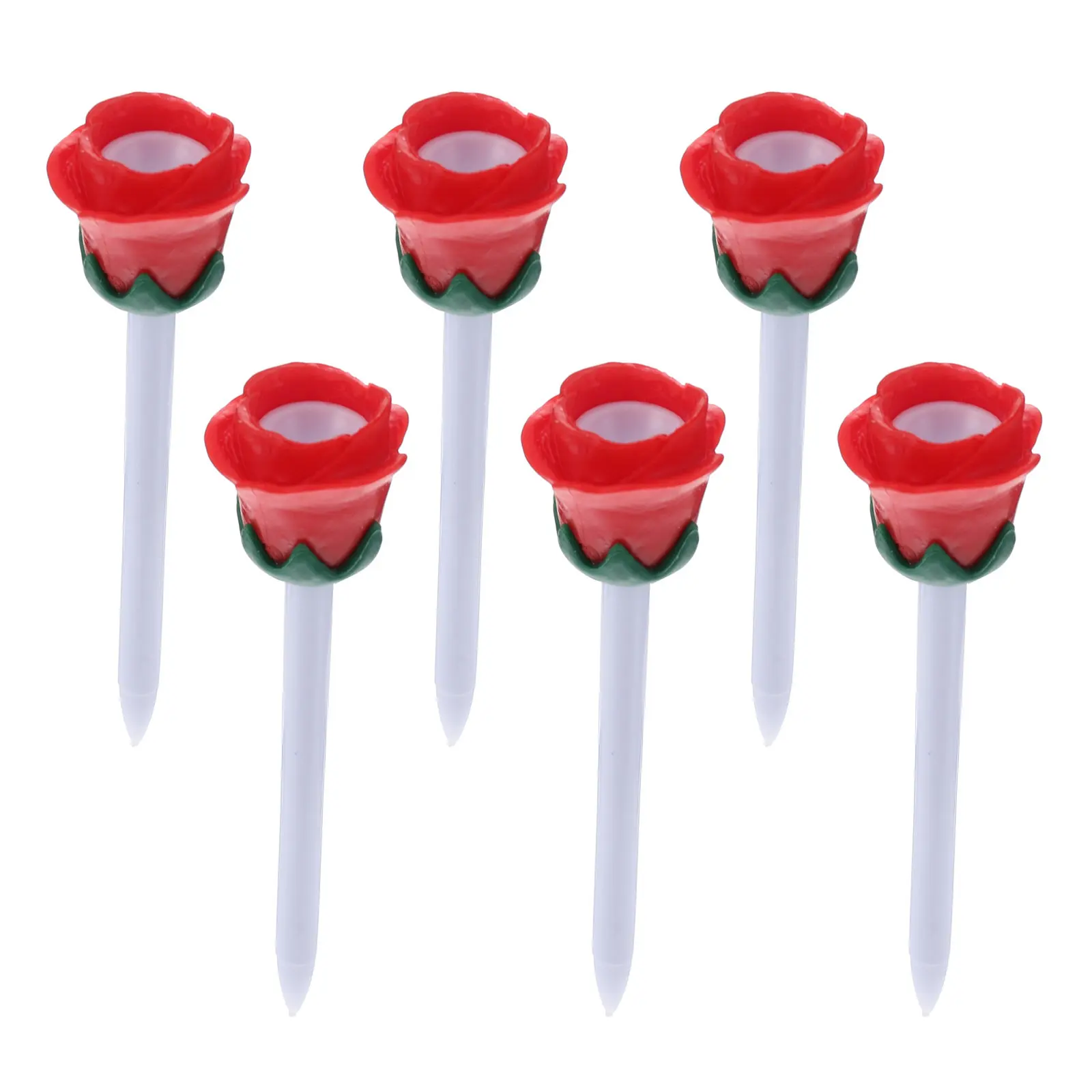 

6Pcs Rose Style Golf Tees Premium Plastic Golf Training Tool Bright Color Easy Grip Low Friction Ball Nail for Golfers Beginners