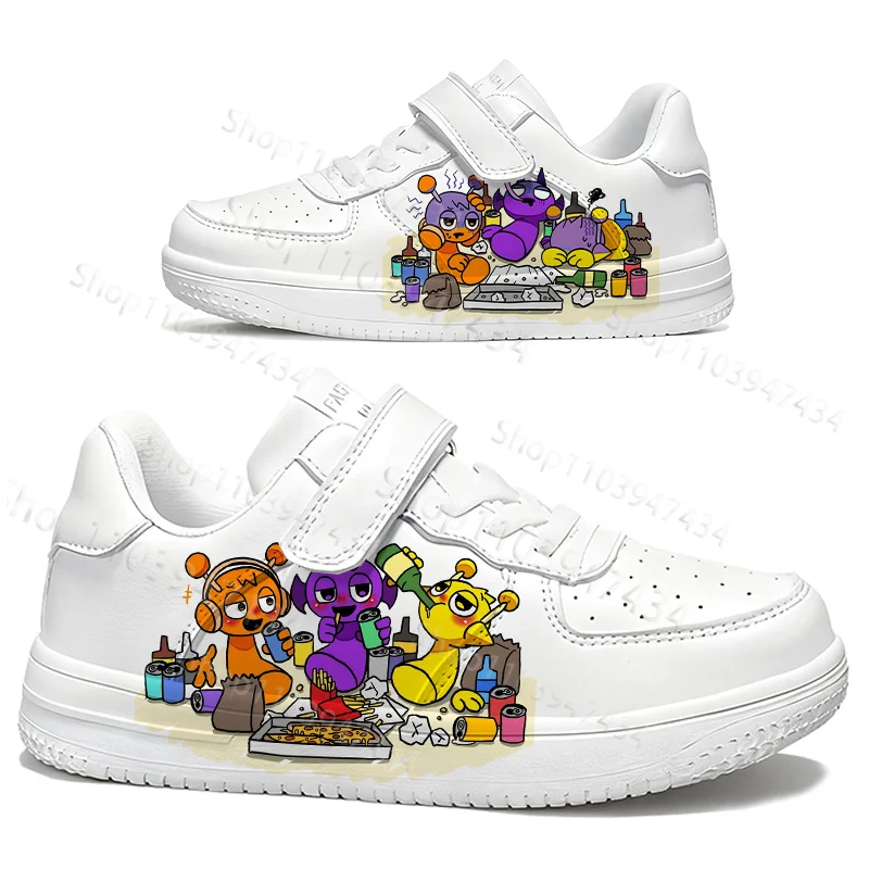 

2026 S-Sprunkis Printing Shoes 7-18 Year Old Boys Girls Small White Shoes Simple Lightweight Thick Sole Shoes Suitable Gift
