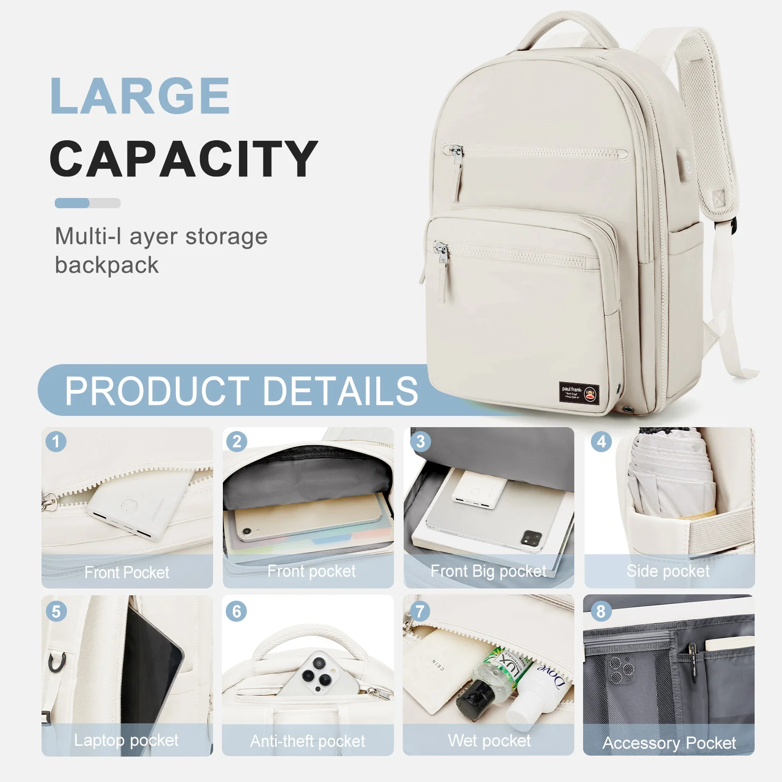 حقيبة ظهر بول فرانك للأمتعة اليدوية مقاس 15.6 بوصة حقيبة كمبيوتر محمول على شكل طائرة حقيبة ظهر محمولة، حقيبة ظهر للكلية للنساء والرجال