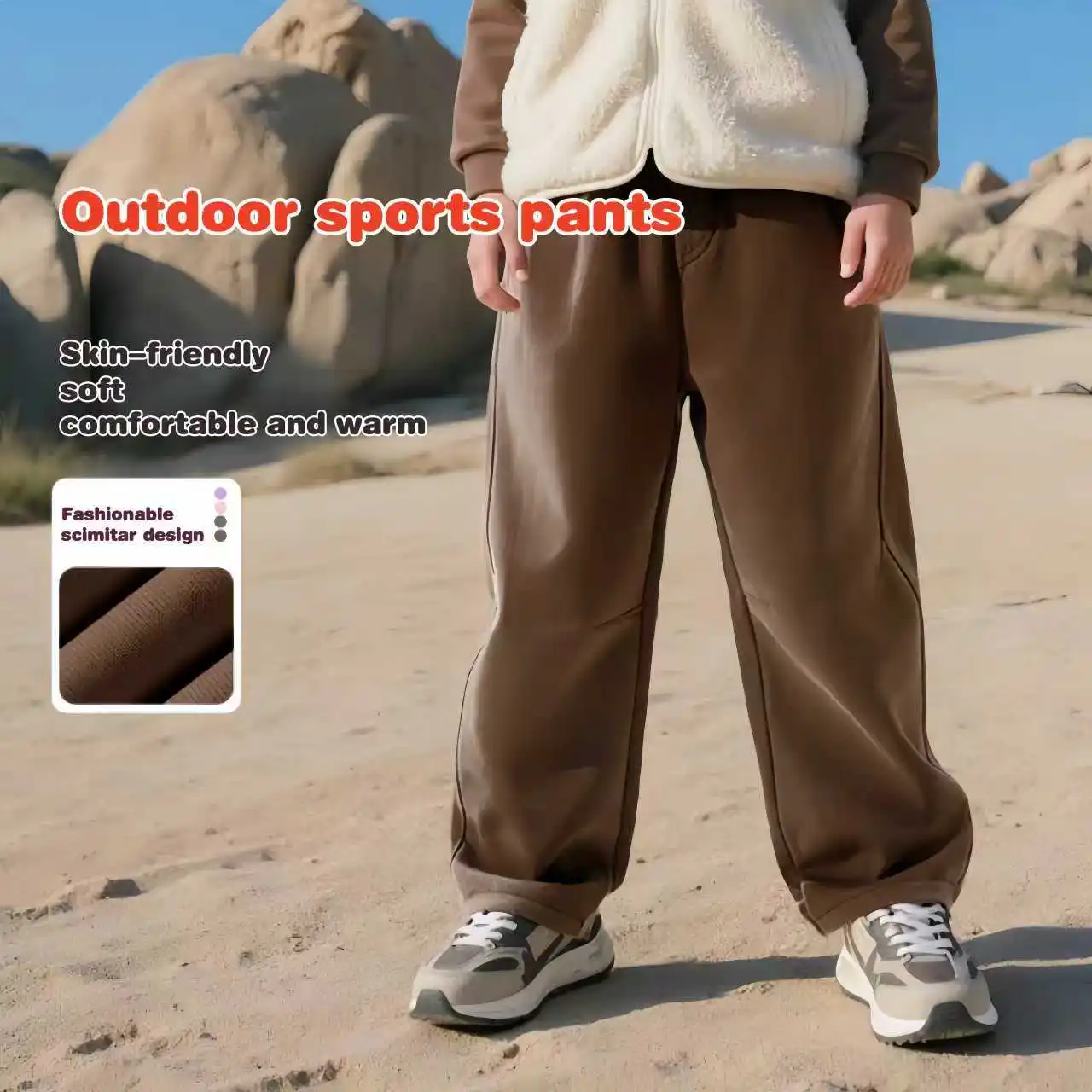 

Disney Kids Outdoor Movable Sweatpants Autumn Winter Warm-keeping Trousers Children Cold-resistant Breathable Sports Pants