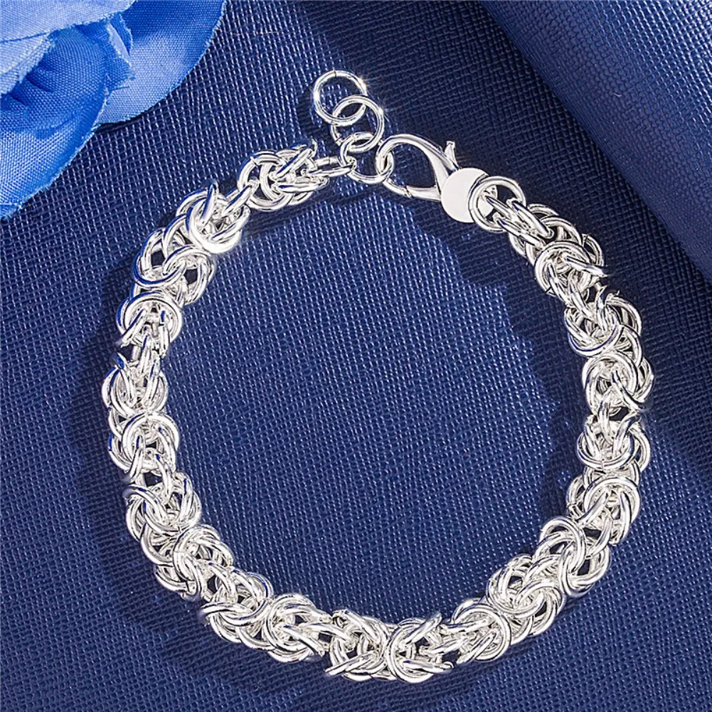 

Popular Brands 925 Sterling Silver Classic Circle Bracelet For Woman Man Wedding Party Christmas Gifts Fashion Noble Jewelry