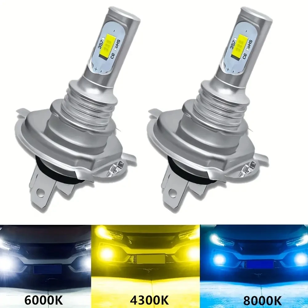 

2pcs H4 9003 LED Headlight Bulbs High Low Beam Bulbs, Fog Driving Light Bulbs, 6000K White, 4300K Yellow, 8000K Ice Blue