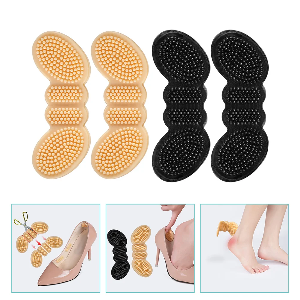 

4 Pairs Foot Pads Butterfly Follower Anti-wear Heel Mats Pads Shoe Grip Liners Silicone High Cushions Self-adhesive Stickers