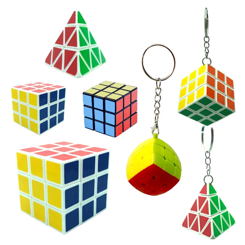 

5Pcs Mini 3D Three-dimensional Geometry 3- Stage Fingertip Magic Cube Keychain Pendant Kids Stress Relief Magic Cube Toy Gift