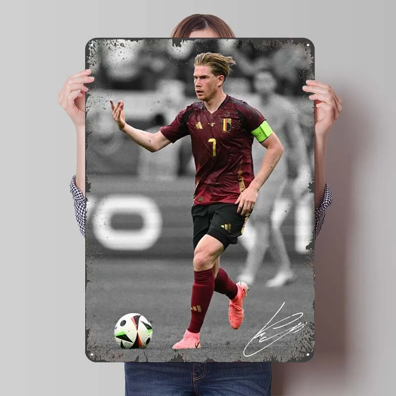 Kevin De Bruyne Metal Poster Soccer Sports Custom Signs Wand Deko Metal Tin Sign for Wall Art Decoration House Decor Accessories