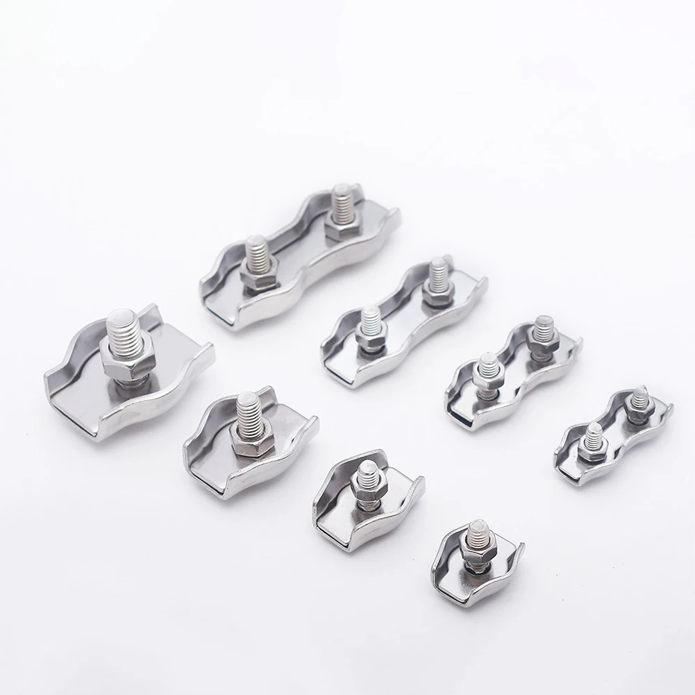 As Shown In The Picture Wire Rope Connector Stainless Steel Wire Rope Clamp 304 Stainless Steel Material High Locking Stability