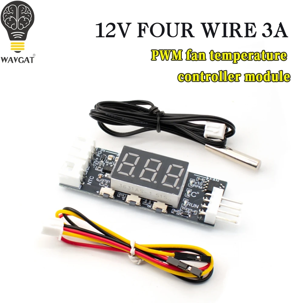 1PCS 12V 3A DC PWM 4 Wire Fan Temperature Control Speed Controller Chassis Computer Noise Reduction Module NTC B 10K 3950