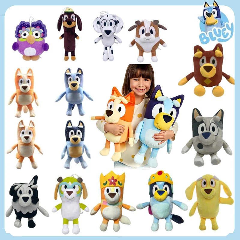 17/28/40cm Bluey & Bingo Family Plush Toys - Cartoon Dog Animals Stuffed Soft Plush Dolls Perfect For Birthday & Christmas Gifts