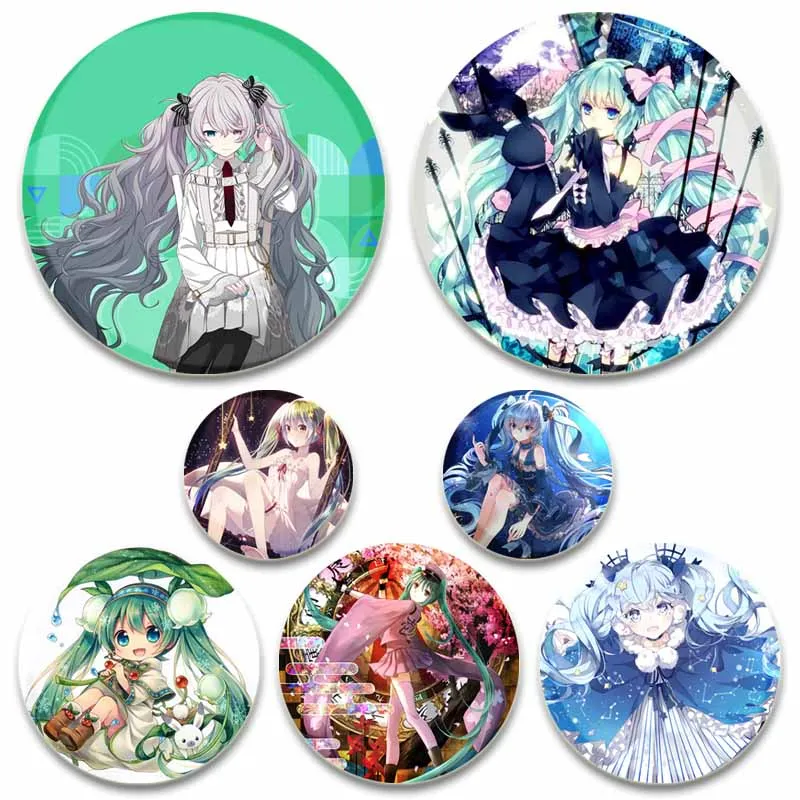 Cute Game Project SEKAI Anime Lapel Pin Miku Cartoon Cosplay Badge Round Button Brooch for Bag Clothes Hat Accessory Teens Gifts