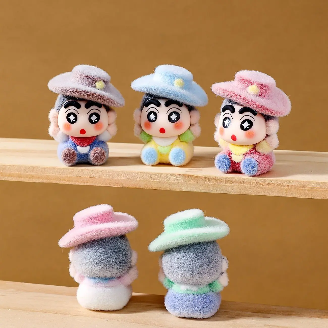 New Flocked Denim Shin Chan Series mini Figurine desktop Ornament Crayon Shin Chan Trendy Toy Car Dashboard Decor view 4